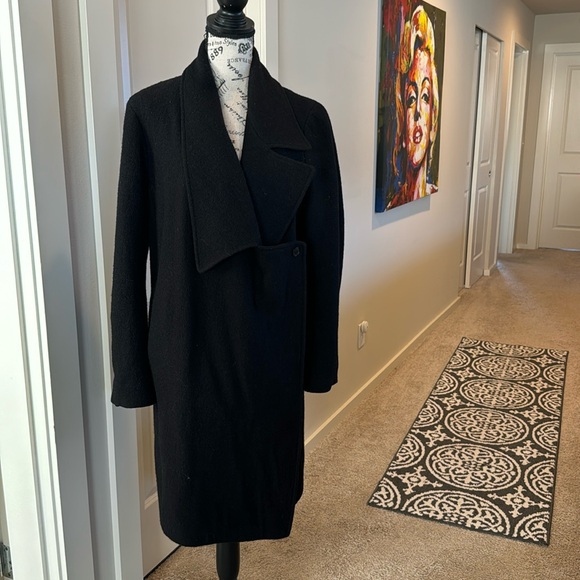 All Saints Jackets & Blazers - All Saints Black pea coat one button size 8 wool blend